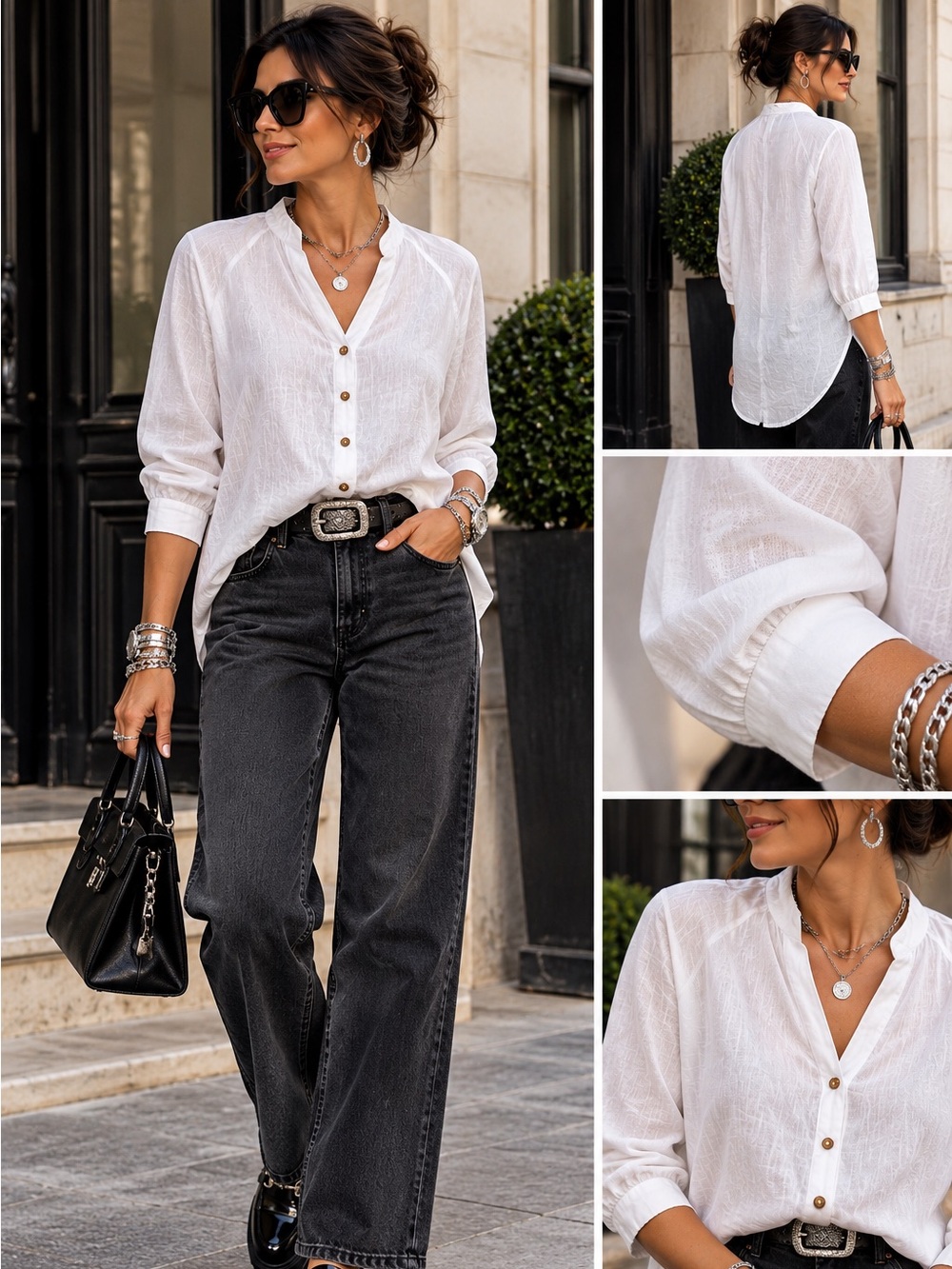 Gerry Weber 100% Linen White Shirt โ Size 38 / US 8